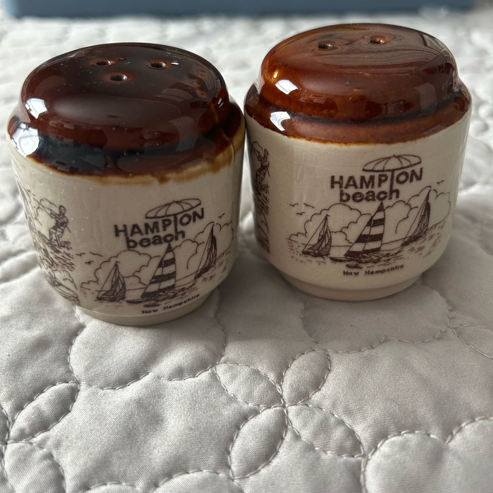 Hampton Beach Ceramic Salt and Pepper Shakers by Nanco